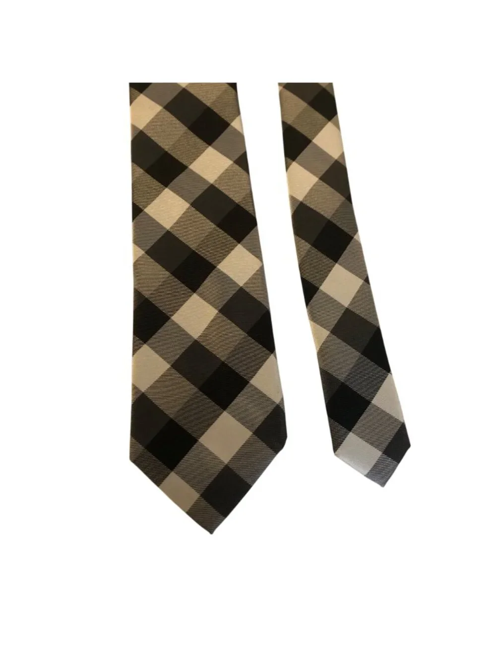Apt 9 Tie Black White Gray Checkered Mens Slim Necktie Office Work Dad Gift
